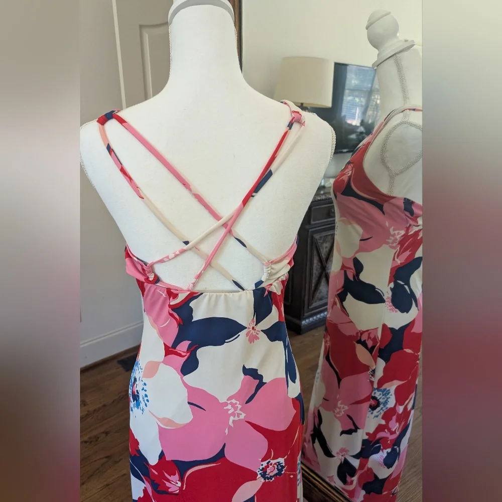 Floral Maxi Dress in Red and Pink